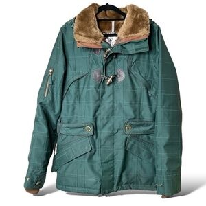 BURTON Dry Ride Faux Fur Lined Ski / Snow Coat Multi Zip Pockets Detachable Hood
